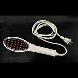 LCD Display Hair Straightener Comb Brush Iron(White)