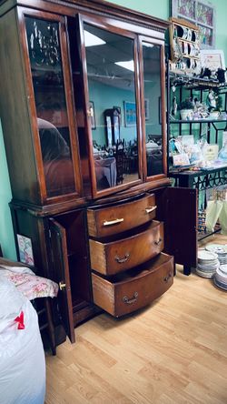Antique Mahogany Secretary Desk Hutch Cabinet