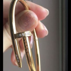 Twist Nail crystals gold tone Titanium steel bracelet . New