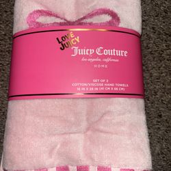 Juicy Couture Bow Printed Set Of 2 Hand Towels