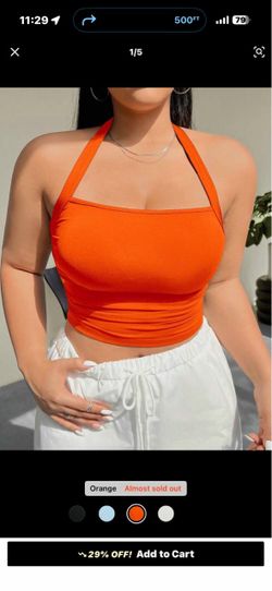 Orange halter top shein