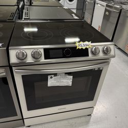 New White Glass Slide In Stove Oven 