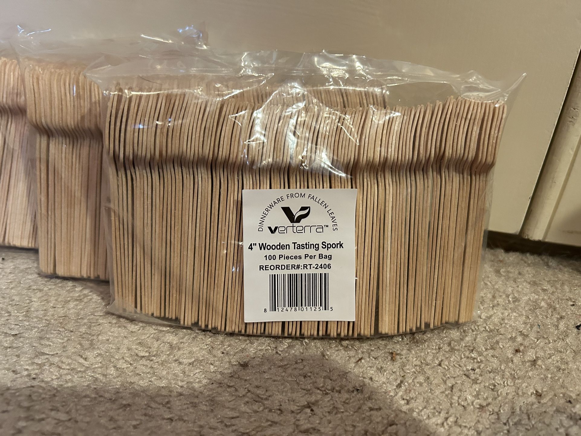 400 Pack Disposable Wooden Sporks, 4" Biodegradable Compostable Birchwood Fork Spoon 2-in-1 Utensil, Perfect for Dessert, Appetizers, Cocktails
