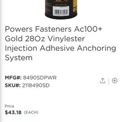 DEWALT Ac+GOLD ACRYLIC ADHESIVE ANCHORING SYSTEM 