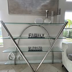 Metal, 4 Glass Shelf Stand 