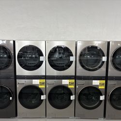 LG STUDIO WashTower Stacked SMART Laundry Center in Noble Steel 5.0 Cu.Ft. Front Load Washer & 7.4 Cu.Ft. Electric Dryer