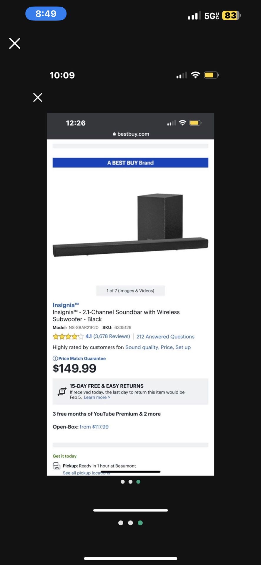 Insignia Speaker And Subwoofer Brand New No Box 