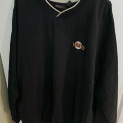 SF GIANTS Baseball Pullover Jacket Men 2XL. Long Sleeve Black Pockets Windbreaker