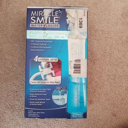 Miracle Smile Water Flosser for Teeth&Gum Health, Unique H-Shaped Flossing Head&4 Water Jets, Cordless Water Flosser Features 360° Cleaning&3 Pressure