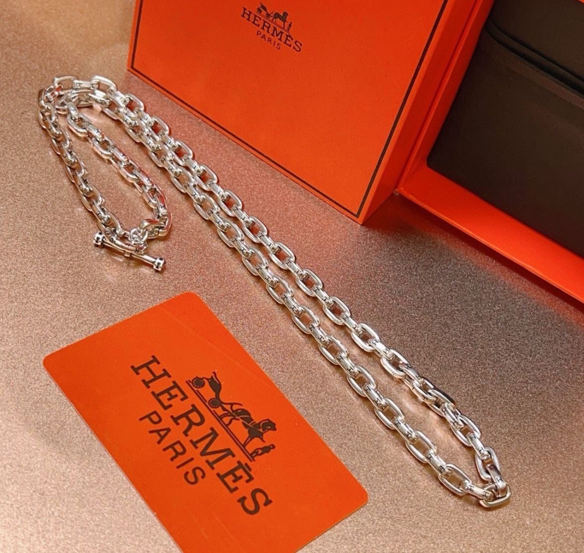 Hermes silver necklace