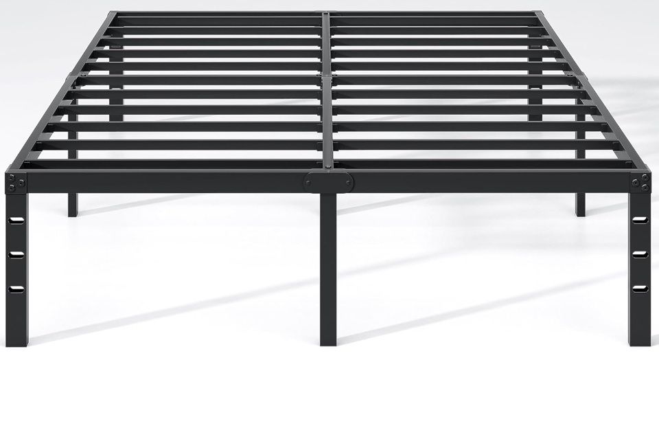 Open Box JETO Metal Bed Frame,King Size Bed Frame with Storage Space,Heavy Duty Sturdy Mattress Foundation,Easy Assembly,No Box Spring Needed, Black,1