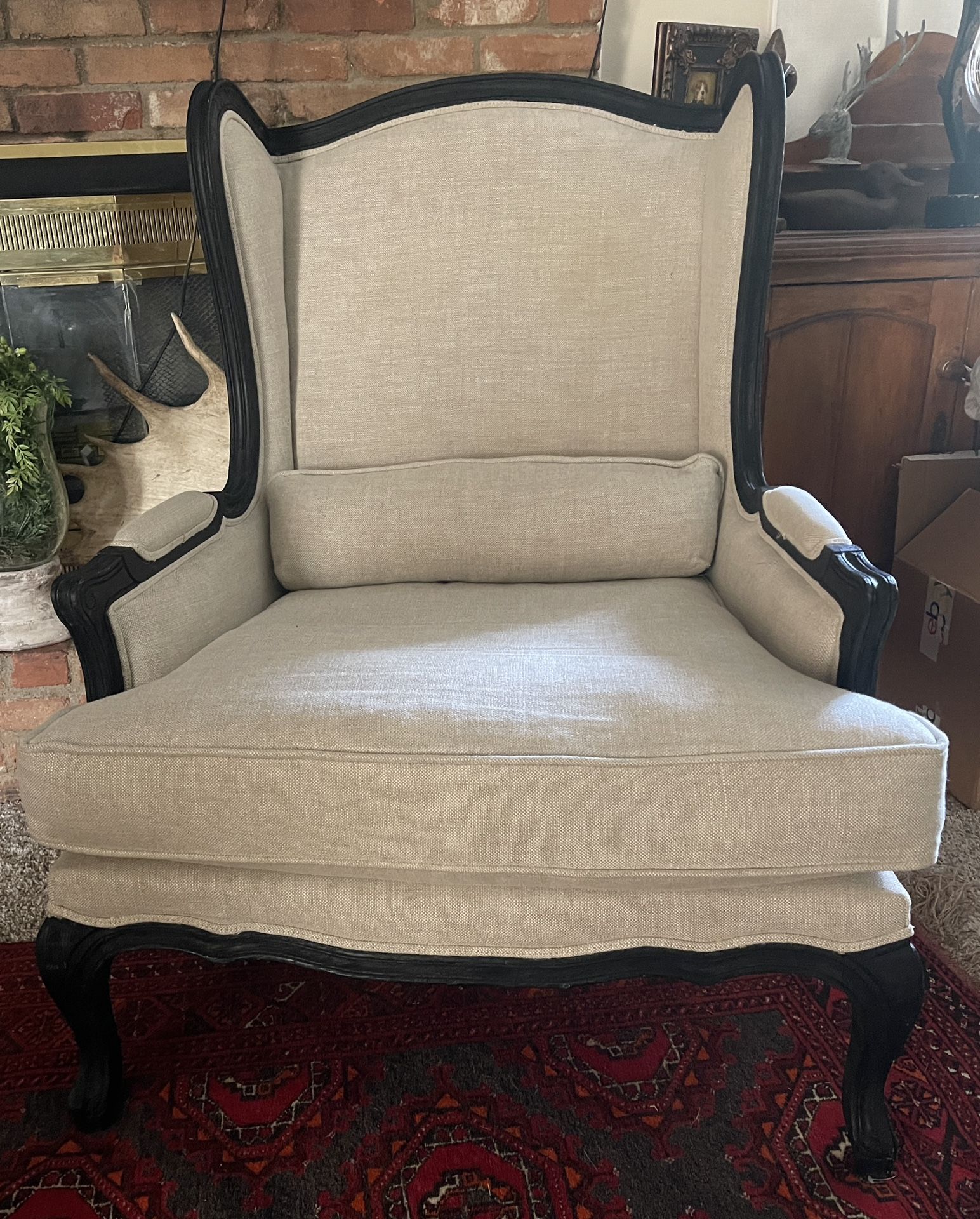 Beautiful Restoration Hardware Linen and Burlap Chair