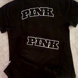 New PINK black tee shorts set MEDIUM