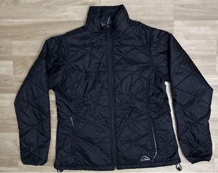 L.L. Bean PrimaLoft Jacket Women L Black Quilted Insulated Full Zip Nylon