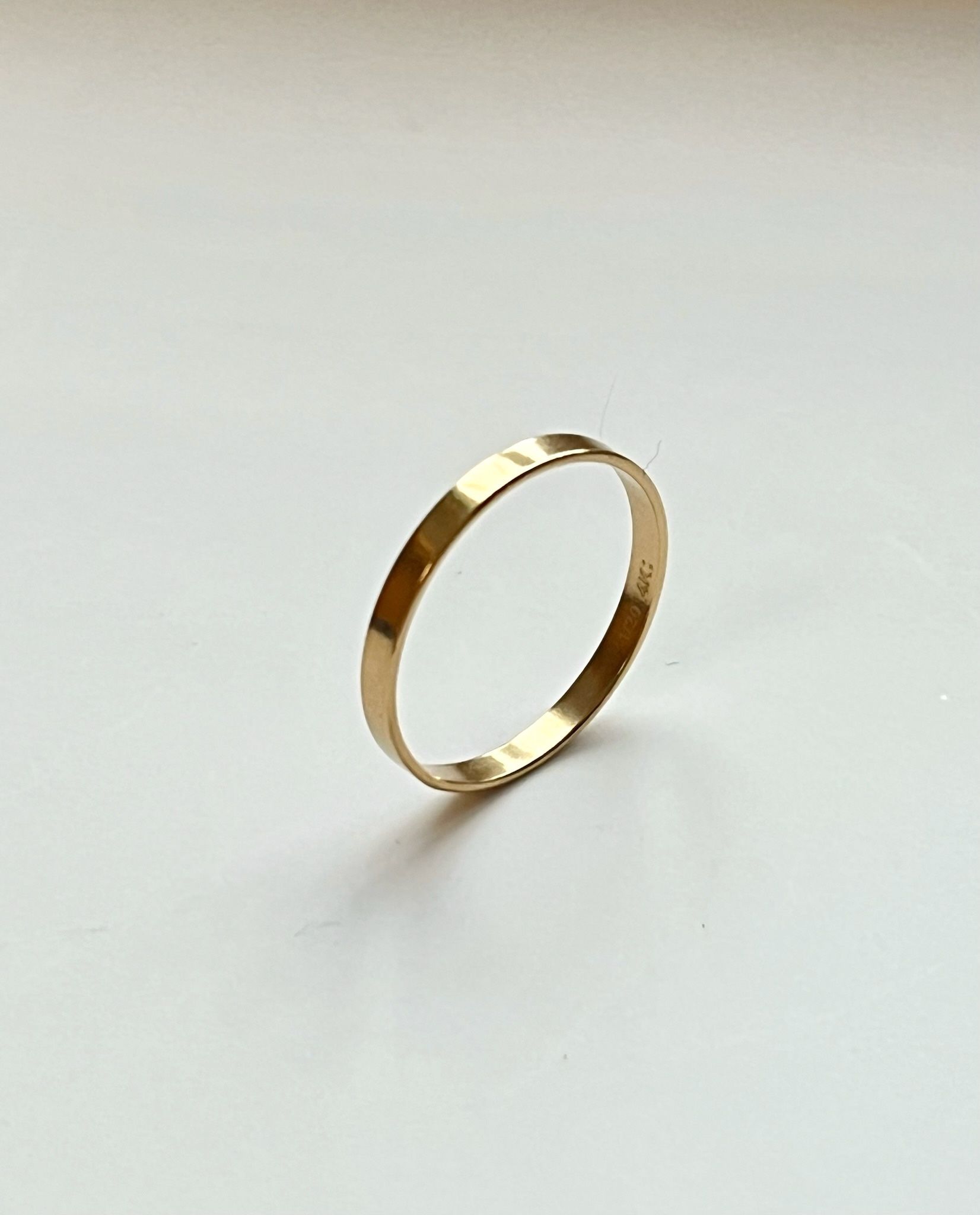 14K Gold Filled Vintage Shiny Classic Rings Women Minimalist Band Ring Unique