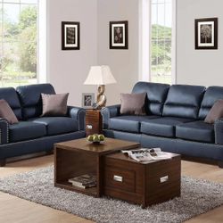New Black Leather Couch And Love Seat Set / Free delivery 