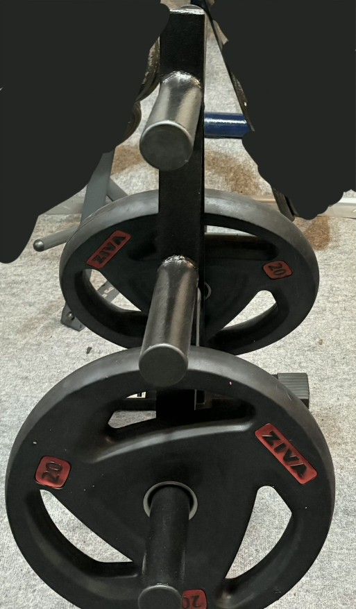 Ziva 140 KG Plate Set + Plate Rack And 45lb Bar