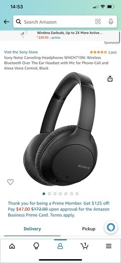  Sony Noise Canceling Headphones WHCH710N: Wireless Bluetooth  Over The Ear Headset with Mic for Phone-Call and Alexa Voice Control, Black  : Electronics