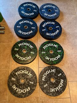 Rogue fleck Olympic bumper plate set 250lbs