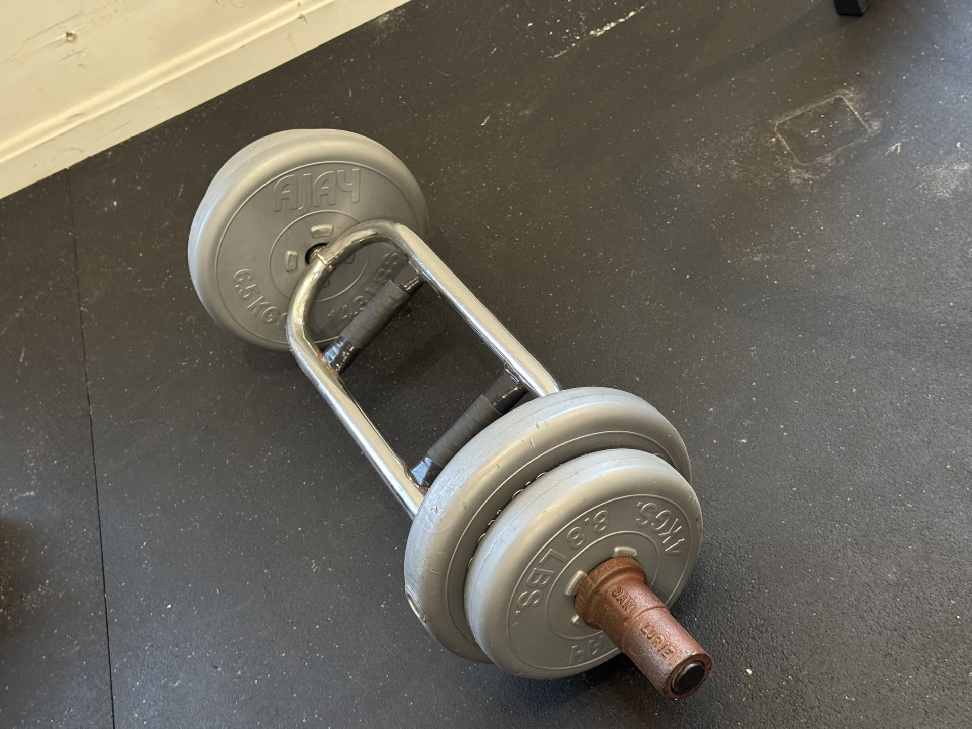 AJAY Plate-Loaded T-Handle Kettlebell Trainer + 46 lbs Plates — $20 (Cash Only)