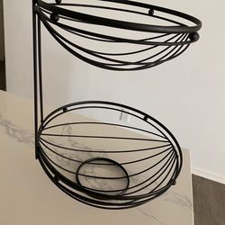 Iron 2-Tier Fruit Basket - Black