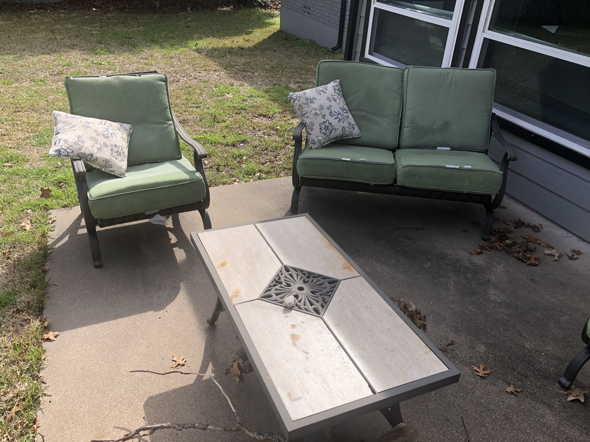 Patio set CHEAP - $120 for 2 chairs, 1 bench seat, and table