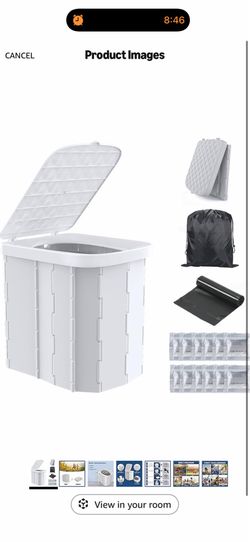 Portable Camping Toilet for Adults XL Portable Folding Toilet with Lid,Travel Portable Potty for Adults,Porta Potty Car Toilet, Grey