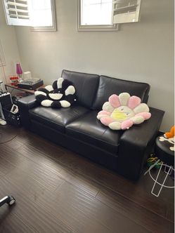 Black Leather Loveseat Sofa | Kivik from IKEA