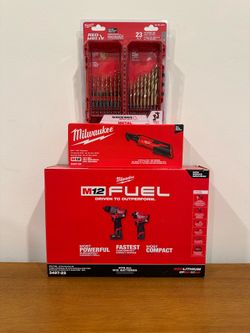 Milwaukee M12 Fuel Tool Combo Hammer Drill/Impact Driver (3497-22) and Ratchet (2457-20) **Brand New**