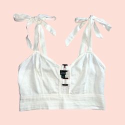 Wild Fable White Linen Crop Top Medium