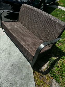 Wicker Patio Bench With Aluminum Arms 70”L