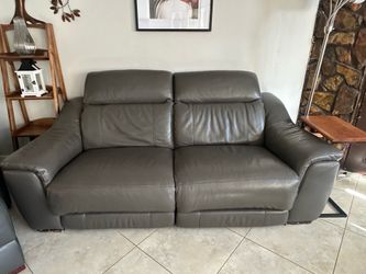 Leather reclining sofa
