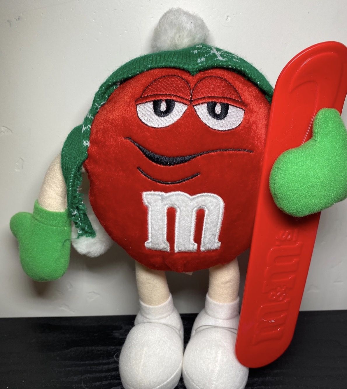 M&M Red 10" Plush Christmas Snow Board With Tags