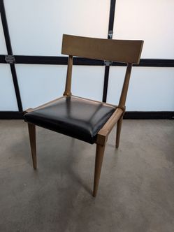 Danish Style Mid-Century Wood Chair with Black Seat