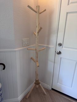 Rustic Wood Branch Standing Coat Rack