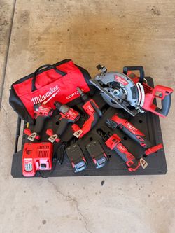 Milwaukee M18 FUEL Tool Package – Saw, Drill, Impact, Multi-Tool, Drywall Tools, 8.0 & 6.0 Batteries