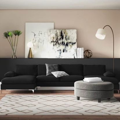 Demarcus 130.5" Wide Velvet Symmetrical Sofa & Chaise