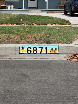 Painted Curb Address Number Sign