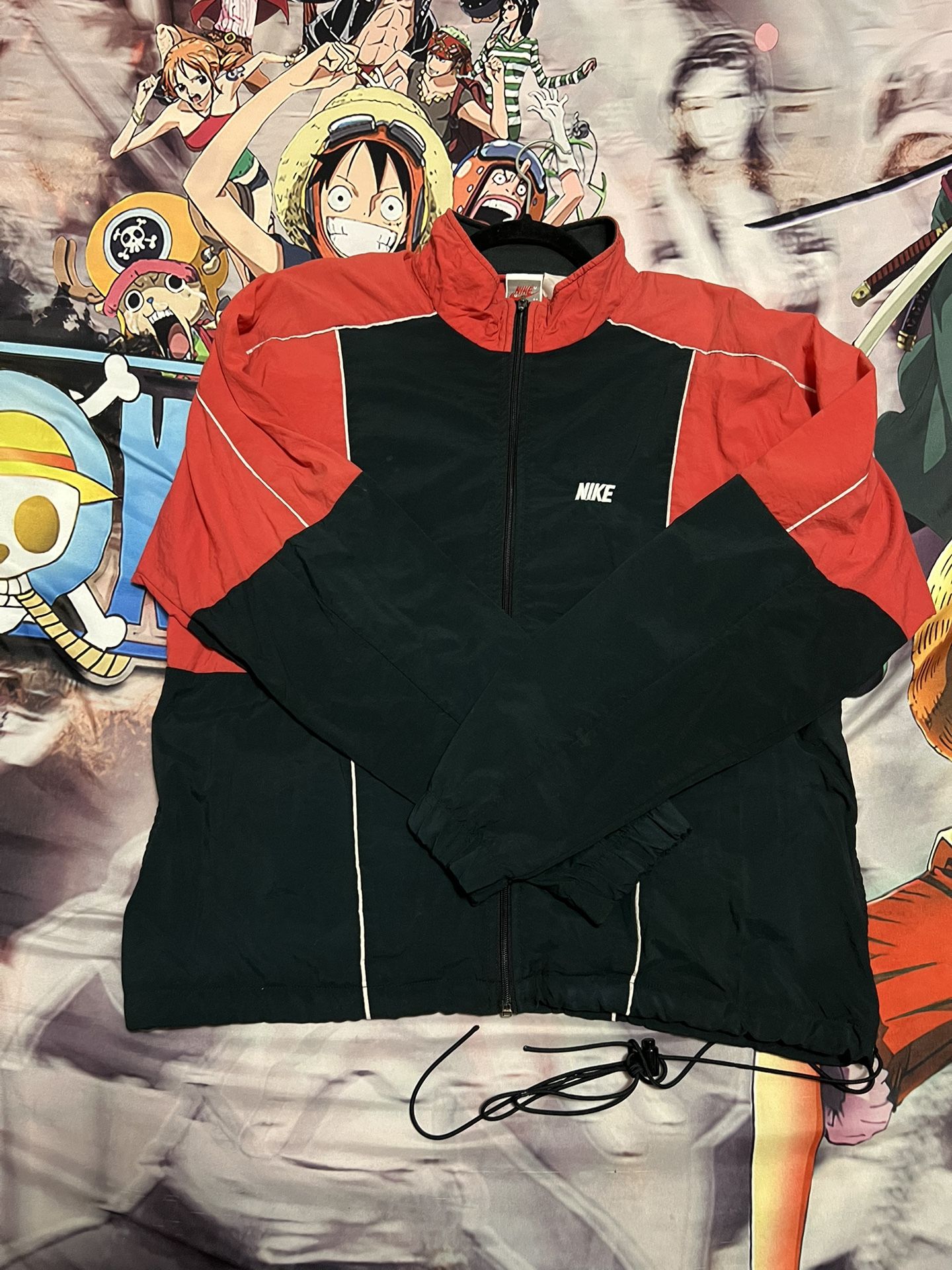 Nike Vintage Black Red Zip Up Windbreaker Jacket Medium