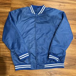 Vintage Dodger Blue Satin Varsity Windbreaker Jacket Elwood RARESIZE XL 