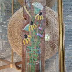 Painted Wildflowers On Rustic Wood Ready To Hang