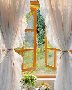 Vintage linen curtains 2 pieces