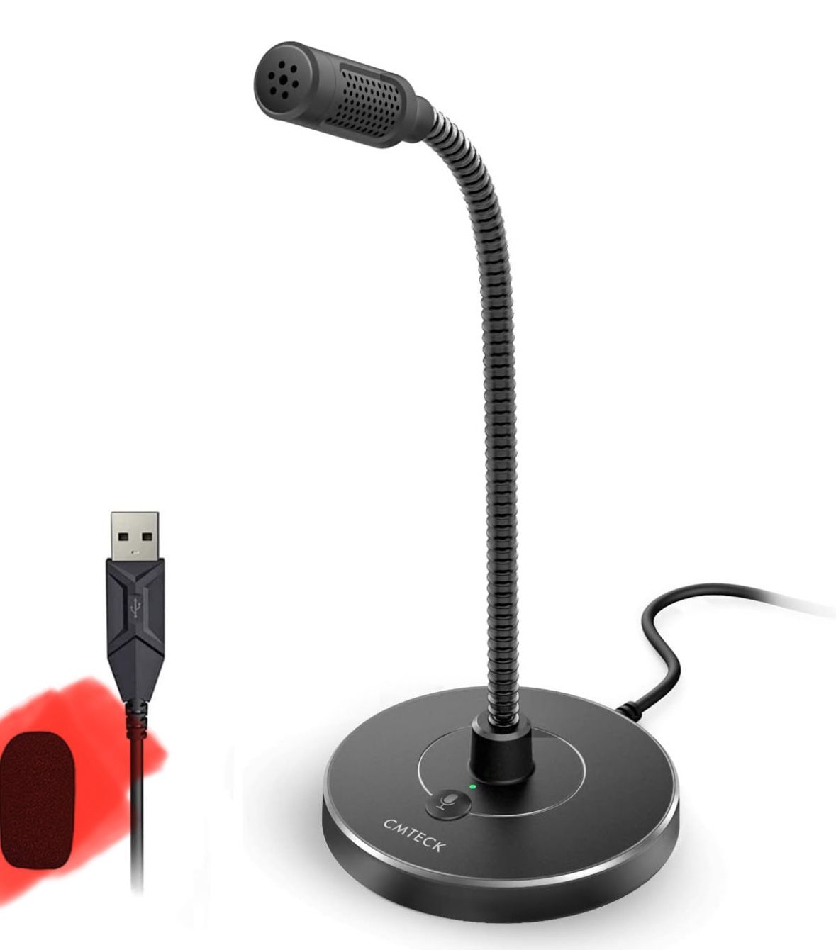 CMTECK USB Computer Microphone G009, Noise-Cancelling Recording Desktop Mic for