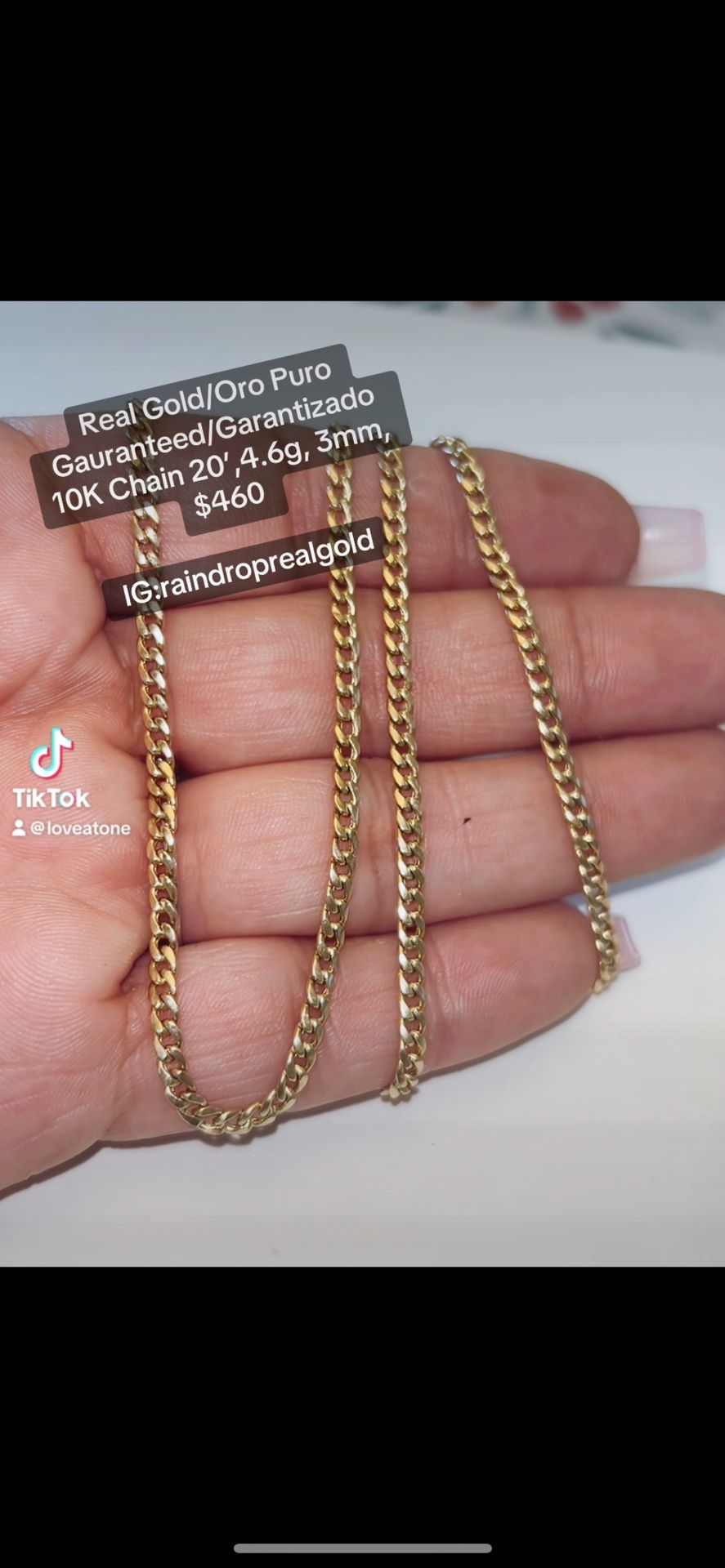 10K Gold Cuban Link Chain 20’