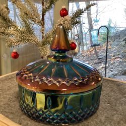 Carnival Glass, Candy, Or Trinket Dish Lid & Dish 