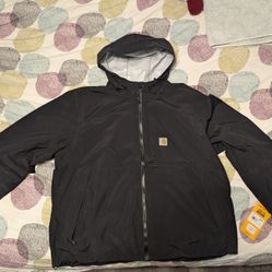 Carhartt Storm Defender Waterproof Hooded Jacket Black 2XL Relaxed Fit Men's