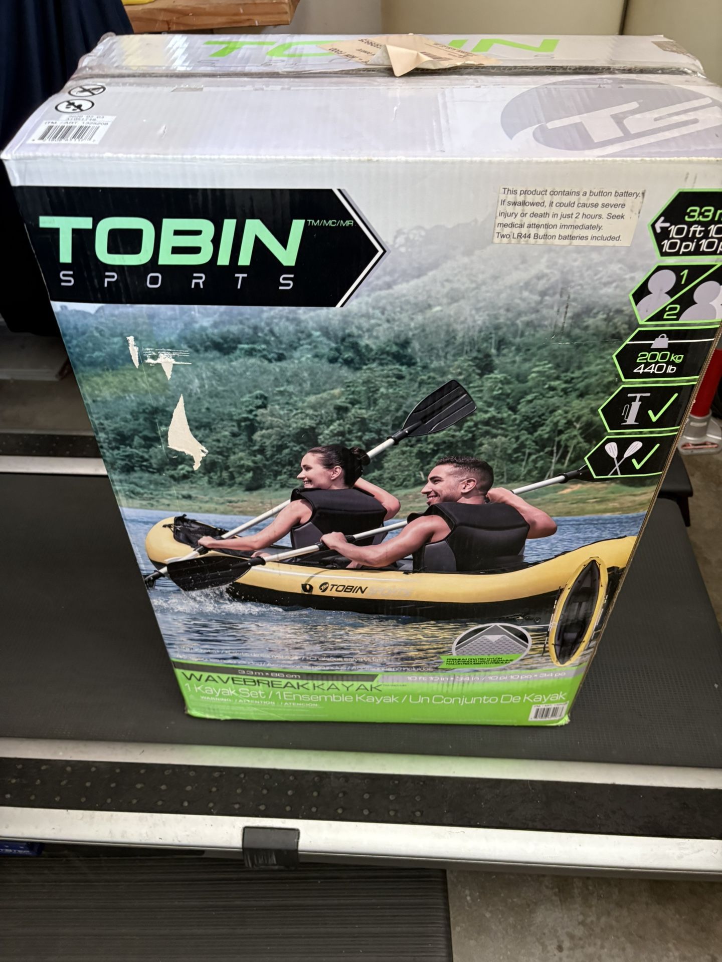 Like new inflatable 2-person 440 pound limit kayak.