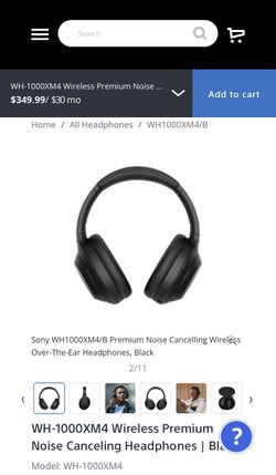 Sony WH-1000XM4 Wireless Noise-Canceling Over-Ear WH1000XM4/B