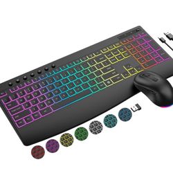 2.4GHz Rechargeable Ergonomic Computer Keyboard with Wrist Rest and 3 DPI Adjustable Mouse