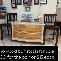 Two Wood Bar Stools